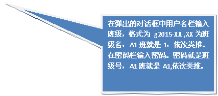 ���α�ע: �ڵ����ĶԻ������û���������༶����ʽΪ g2015-XX ,XXΪ�༶����A1�����1���������ơ����������������롣������ǰ༶�ţ�A1�����A1,�������ơ�